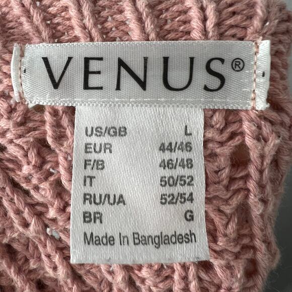 VENUS Pink White Sweater Dip-Dye Boat Neck 3/4 Sleeve Drop Shoulder Size Large L - Picture 6 of 8